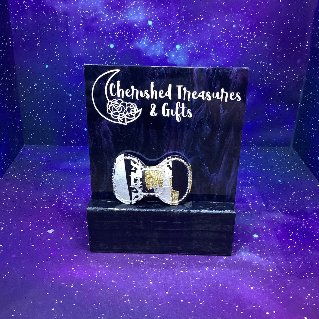 Animal Print Feltie Bow Snap Clip