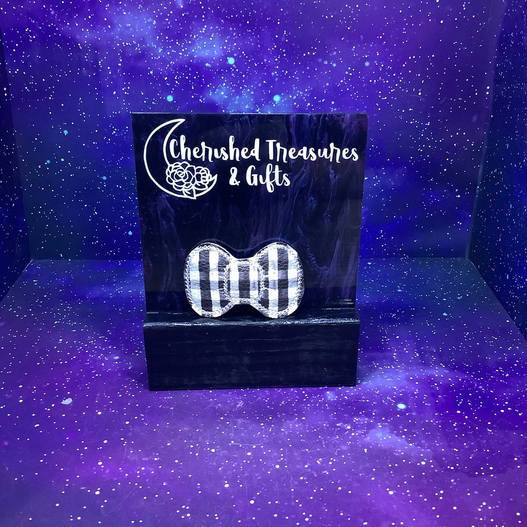 Plaid Feltie Bow Snap Clip