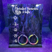 Load image into Gallery viewer, Large Glitter and Rhinestone Hoop Earrings
