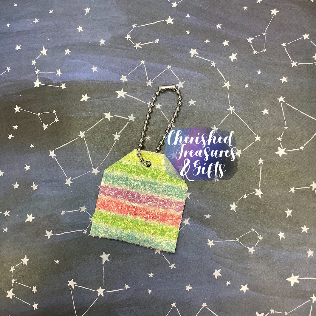 The Maggie Keychain - Glitter Pastel Stripes