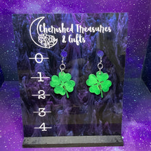 Load image into Gallery viewer, Saint Patrick’s Day Wooden Hand Painted Earrings
